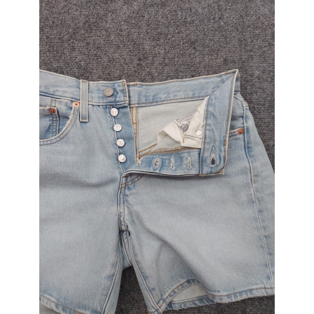 Levis 501 Denim Shorts Women 26 Blue Light Wash Button Fly Cotton 6" inseam Jean - Picture 2 of 12